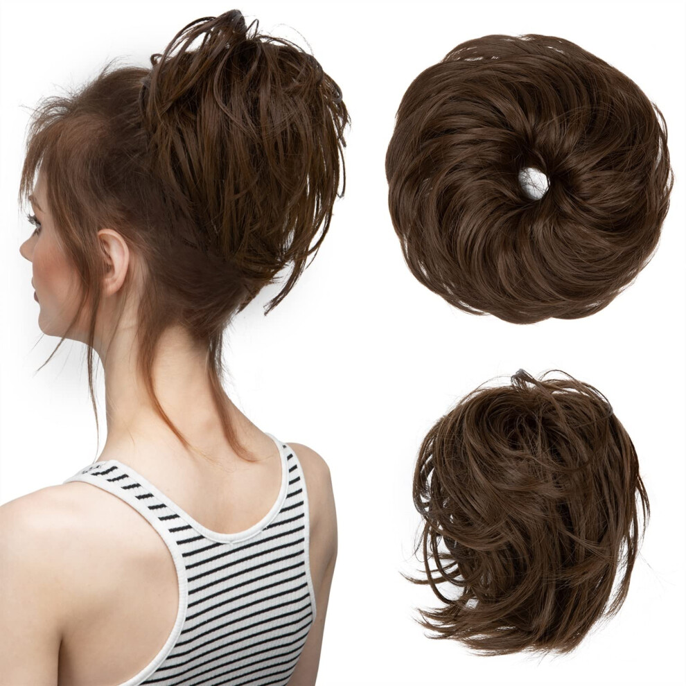 Unisex Hair Bun Extensions Synthetic Elastic Donut Hairpieces For Messy Updo Chignon Scrunchie Blonde One Size