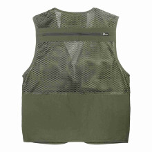 Breathable Mesh Fishing Vest with Zipper Pockets — Summer Outdoor Work Vest in XL-5XL, Black/Army Green/Khaki