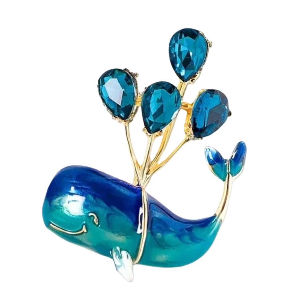 Blue Cartoon Whale Brooch With Balloon Accents Alloy