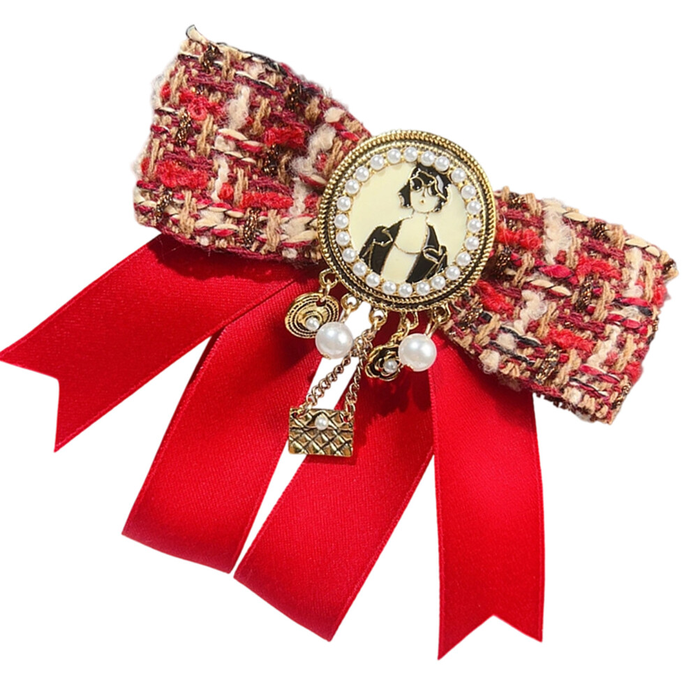 Red Versatile British Inspi Ribbon Alloy Pin Bowtie For- Pin