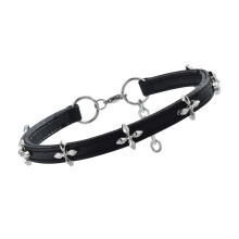 Double Crucifix Leather Strap Necklace Alloy-multiple crosses.