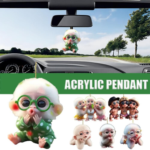 2D Monkey-Shaped Car Pendant Mirror Rearview Decor C5Z1 Model Interior Accessory 2