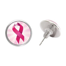 Gemstones Glass Earrings For Breast Health Awareness-SS4