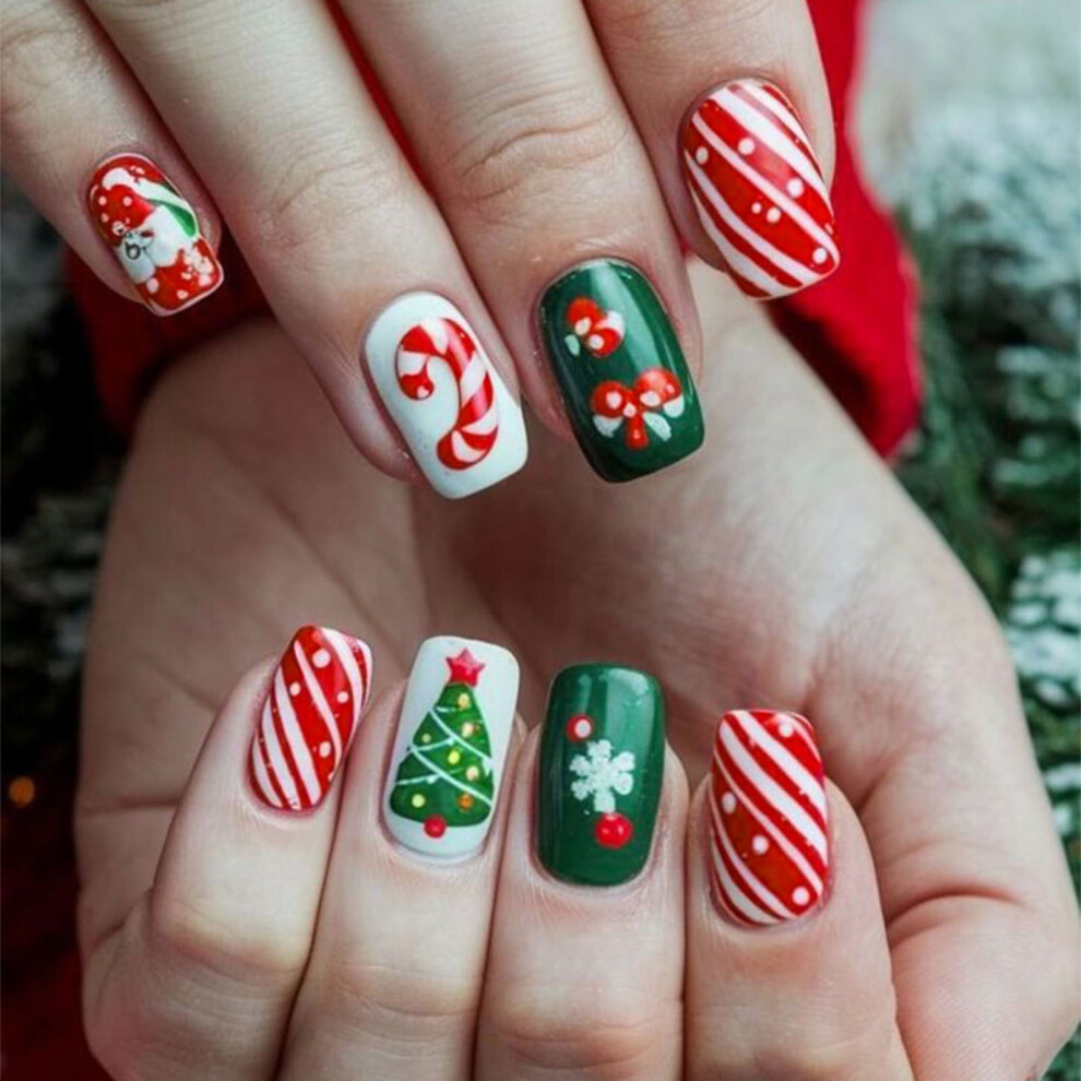 Easy Apply Christmas Nail Art Set With Adhesive Gel Pads And Manicure File BKS3610