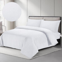 (White Greek Embossed, Super King (260x220cm)) Luxurious Hotel Quality Affordable Bedding with Satin Stripes, Includes Duvet Cover and Pillowcases