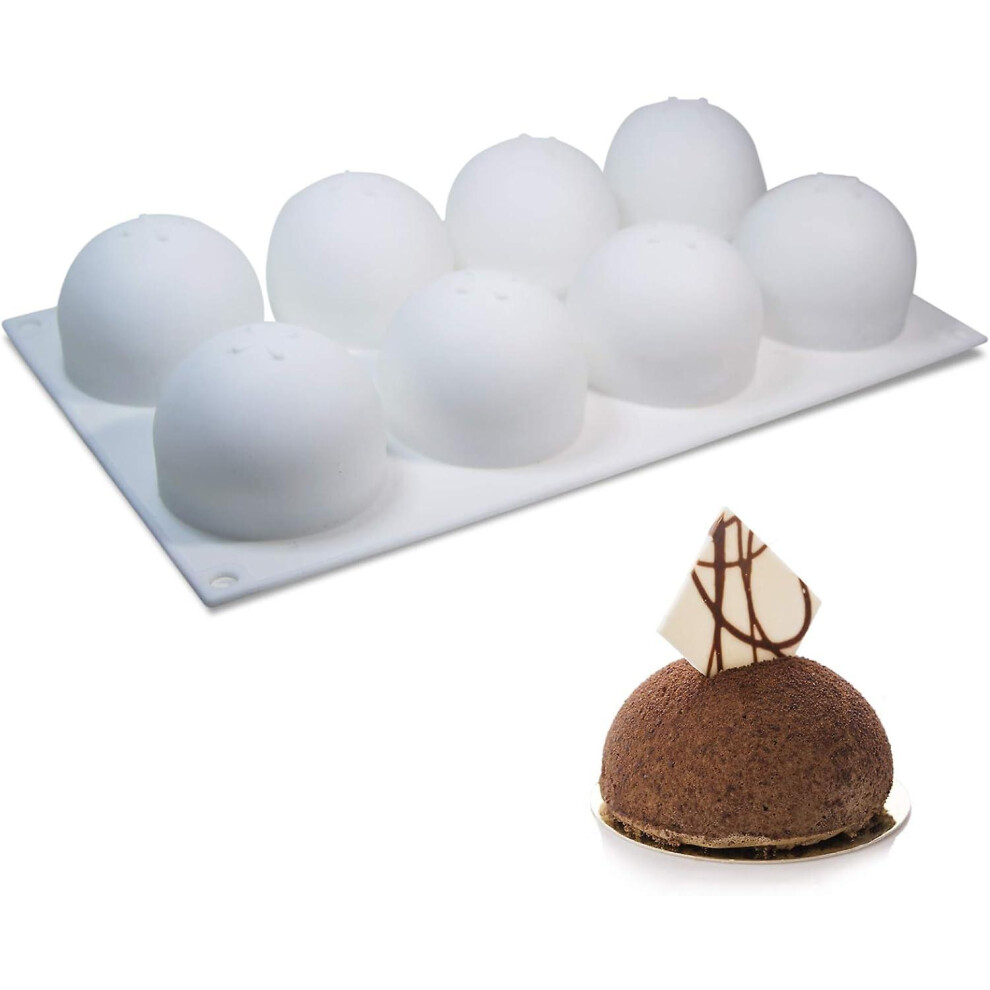 Kikidex (As Show, One Size) 3D Sphere Silicone Molds Spherical Dessert Molds Round Mousse Cake Mold Chocolate Truffle Cake Mold Globe Jelly Ball Pas Brown