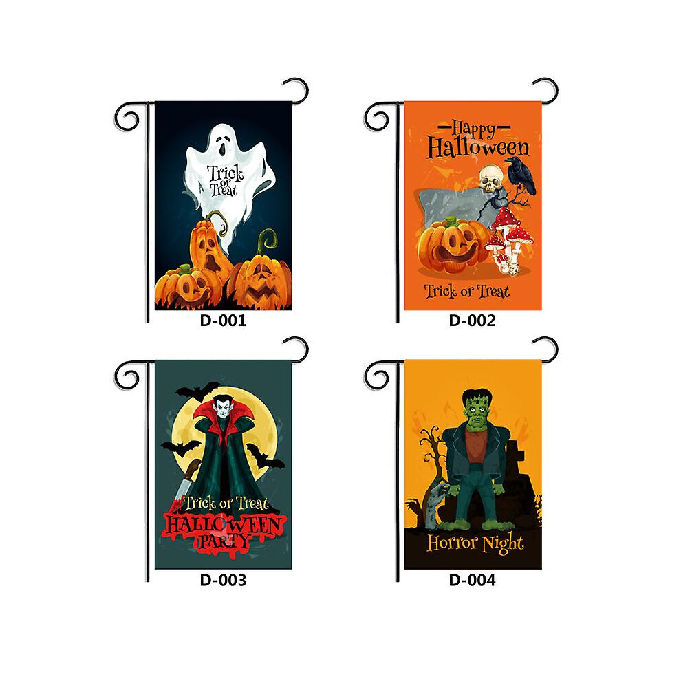 Kikidex (As Show, One Size) 4Pcs Welcome Halloween Garden Flag, 30*45Cm Double-Sided Haunted House Flag, Outdoor Halloween Decoration