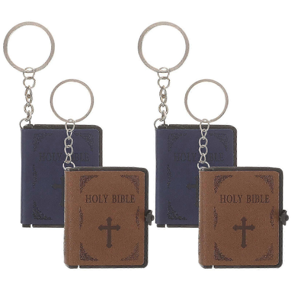 Creative Bible Book Keychain Set of 4, Religious Keyring Cover Design