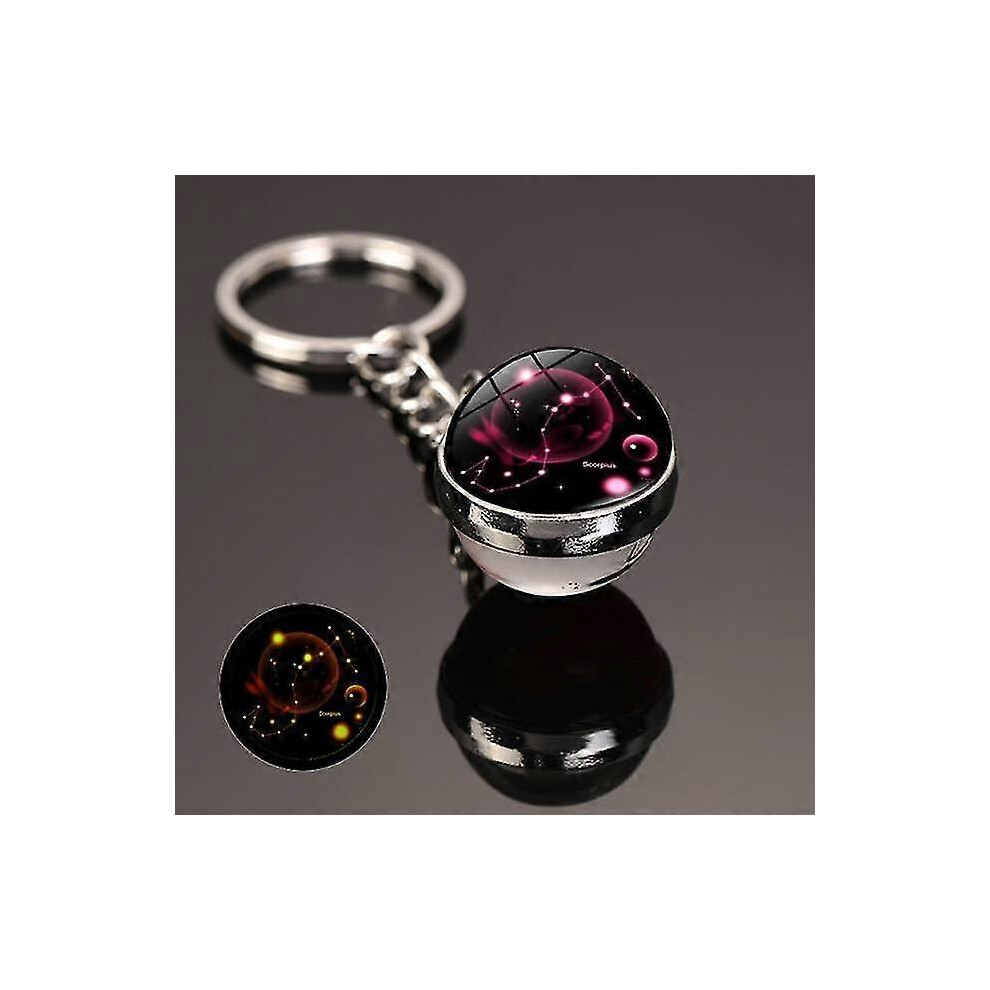 Constellation Keychain Luminous Scorpion, Time Stone Glass Ball Gift