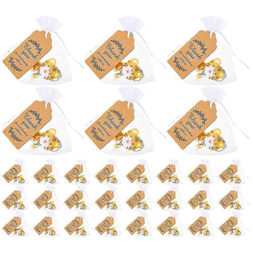 Whimsical Tiger Keychain Set of 30, Backpack Bag Tag Charms