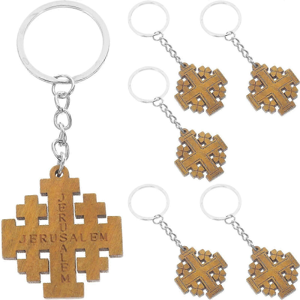 Cross Keychain Set of 6, Religious Keyring Christian Symbol