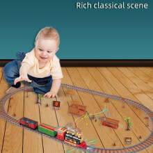134/190Pcs Classic Electric Christmas Train Set with Lights & Sounds, 105x105cm/105x168cm