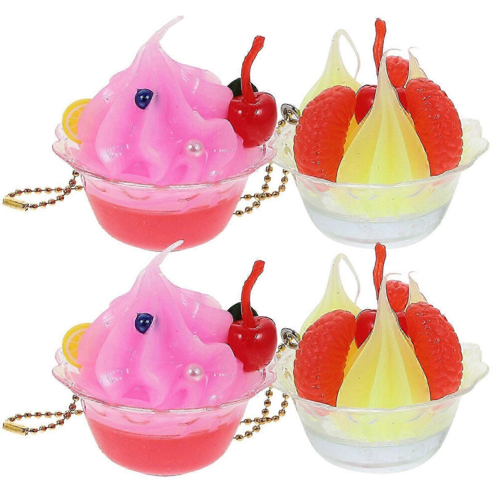 Kawaii Ice Pendants Set Of 4, Backpack Keychain Charms Colors 2 Cream