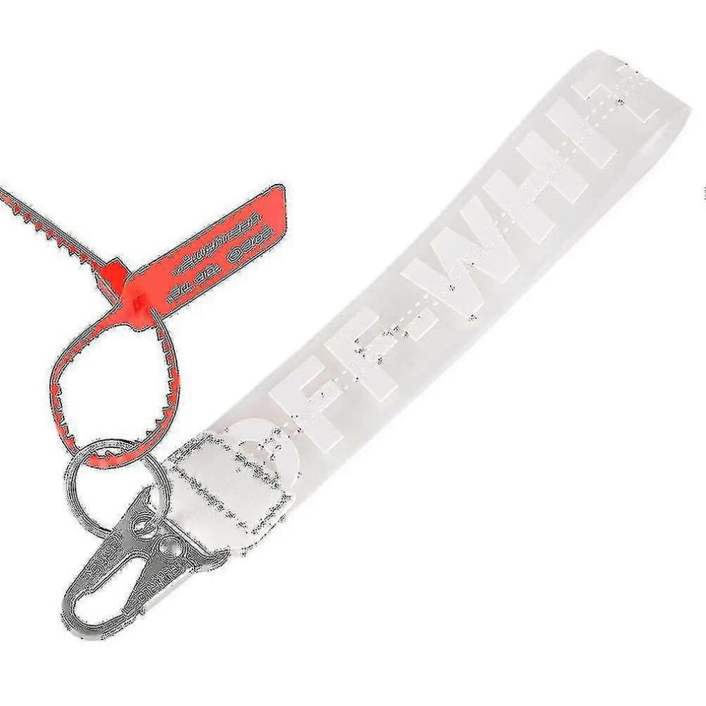 Off Keychain, Trendy Key Lanyard Wrist Strap Fashion Accessory White