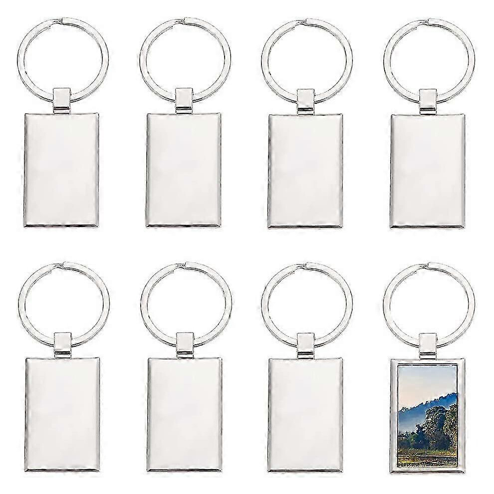 Rectangular Sublimation Keychains Set of 10, Alloy Blank Photo Ring