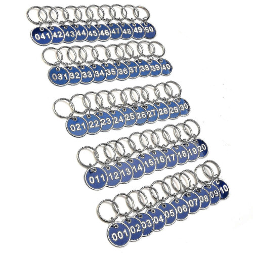 Numbered Keychains 1-30, Aluminum Gym Locker Keyring Engraved Tags