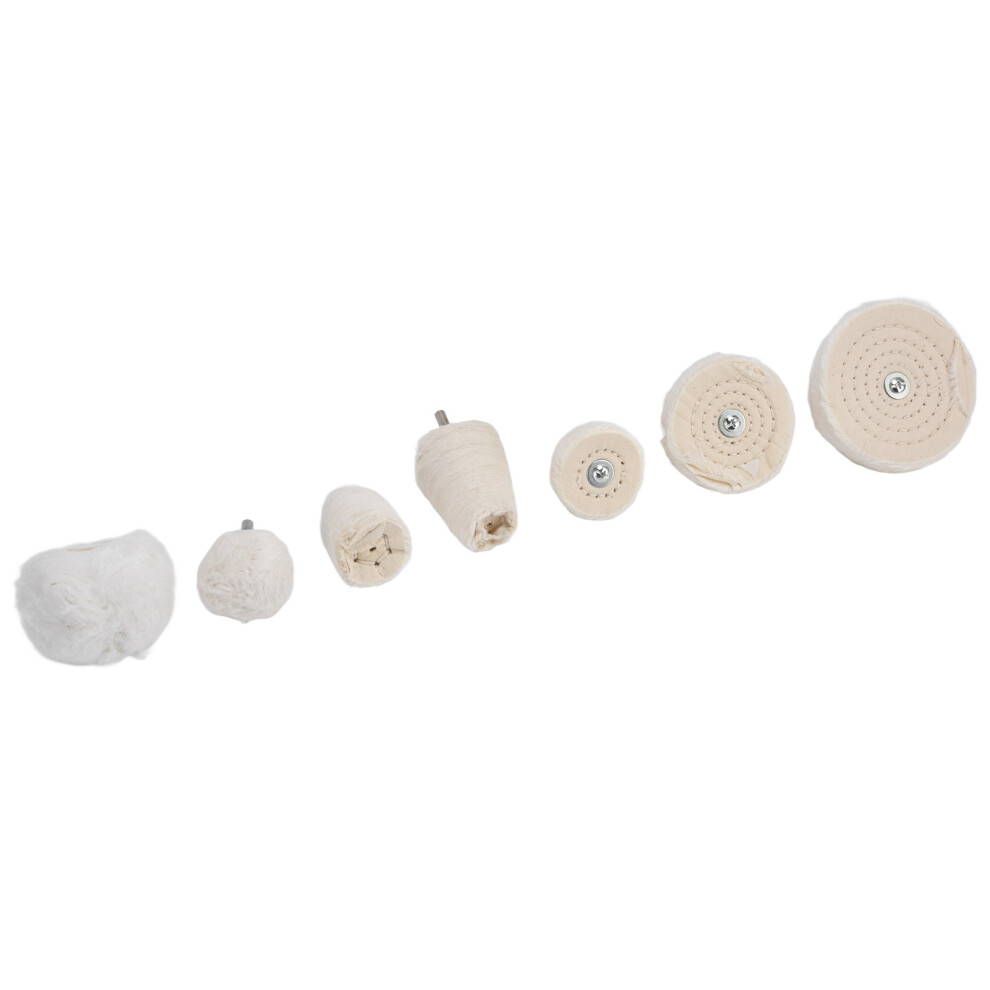 Cotton Flannel Buffing Wheels Set 1/4In Shank For Metal & Glass 7Pcs 4901358005487