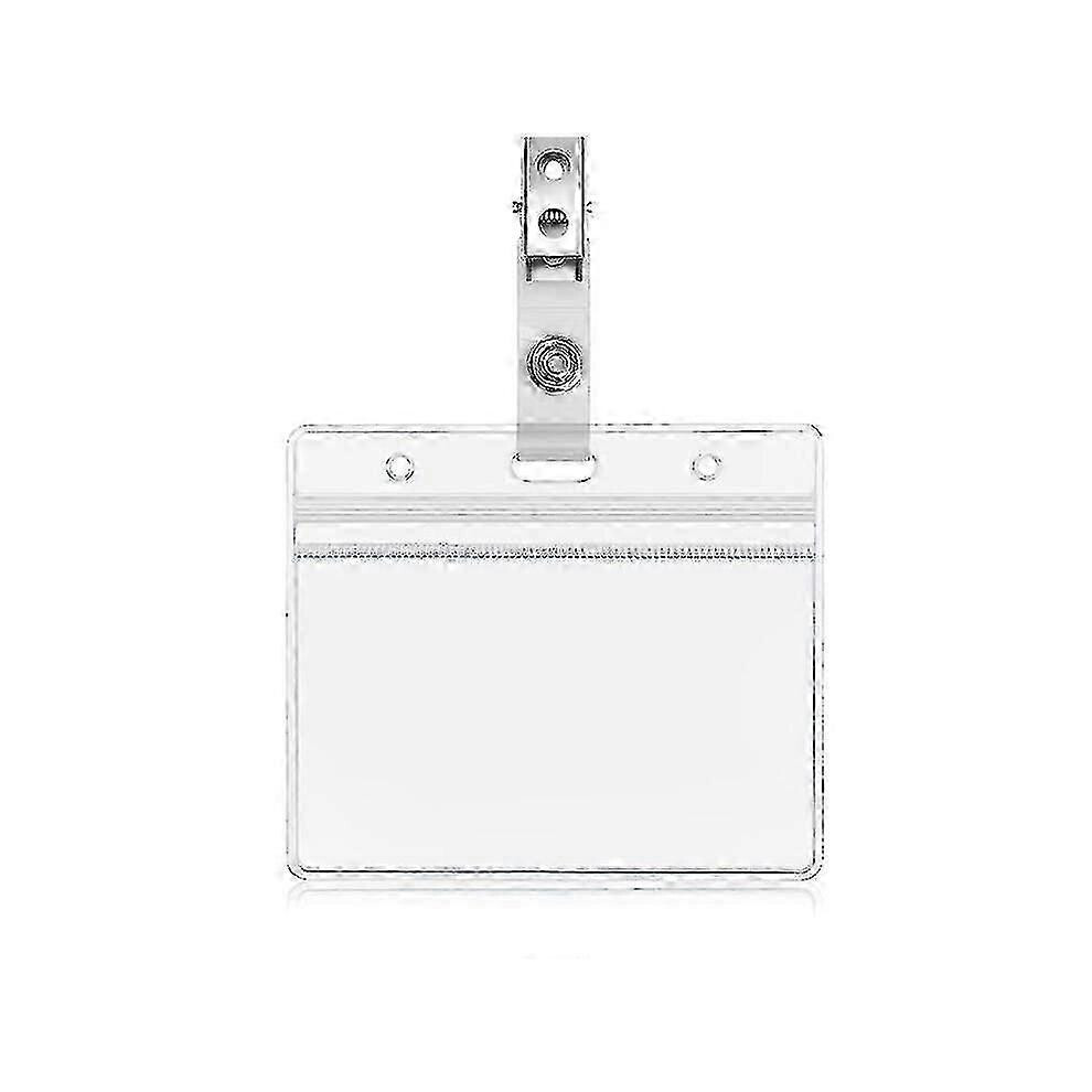 Plastic Badge Holders Pack of 10, Waterproof PVC Card Holders with Alligator Clips-image-OPC-PMR98SS-NEW