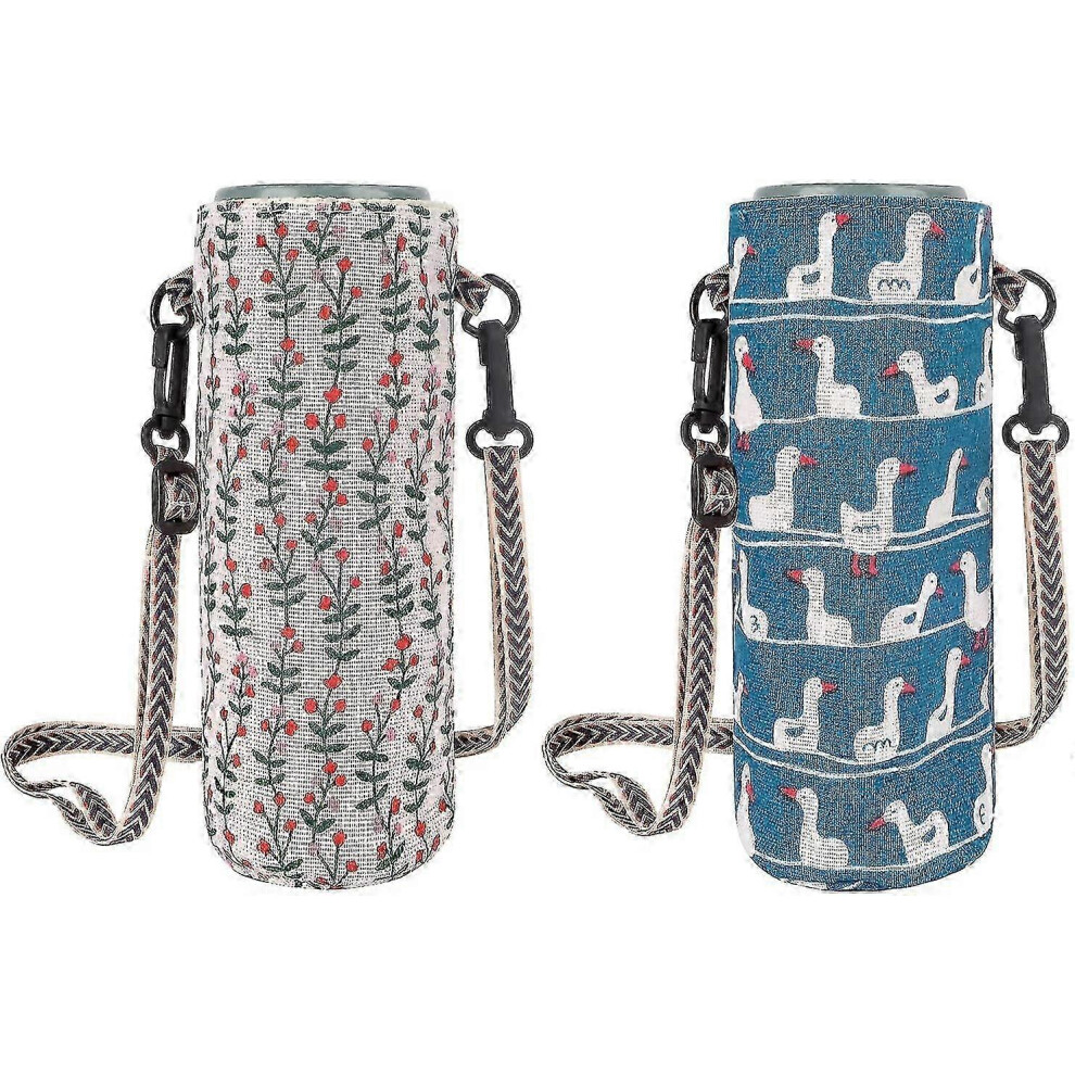 Water Bottle Tote Bag Set of 2, Adjustable Shoulder Strap, Portable Drink Carrier