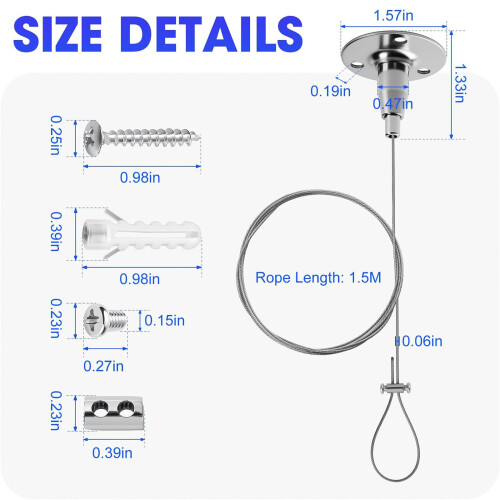 6PCS Steel Ceiling Mounted Brackets Adjustable Shower Rod 2