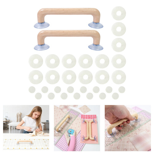 Ergonomic Grip Quilting Ruler Wood Handle with Suction Cups 1