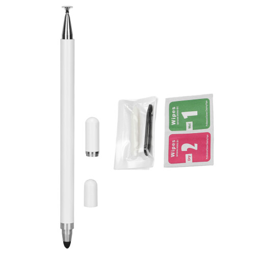 Stylet 2 en 1 capacitif pour écran tactile blanc avec embouts 1