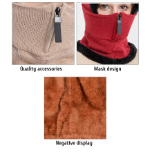 Winterwoll-Strickmütze-Set mit Schal, Beanie, Reißverschluss, Ohrenklappen und Nackenwärmer für Damen und Herren