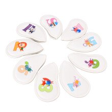 9Pcs PU Leather Golf Iron Head Cover Set White, Cartoon Animal Design