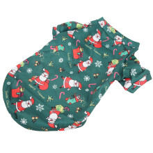 Atmungsaktiver grüner Santa-Hundesweater, Cartoon-Warmkleidung für kleine Tiere
