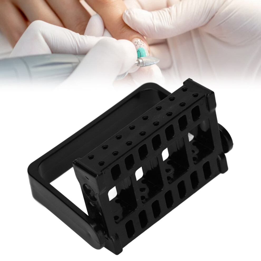 Black 16 Holes Nail Drill Bit Holder Stand, Plastic Nail Salon Organizer