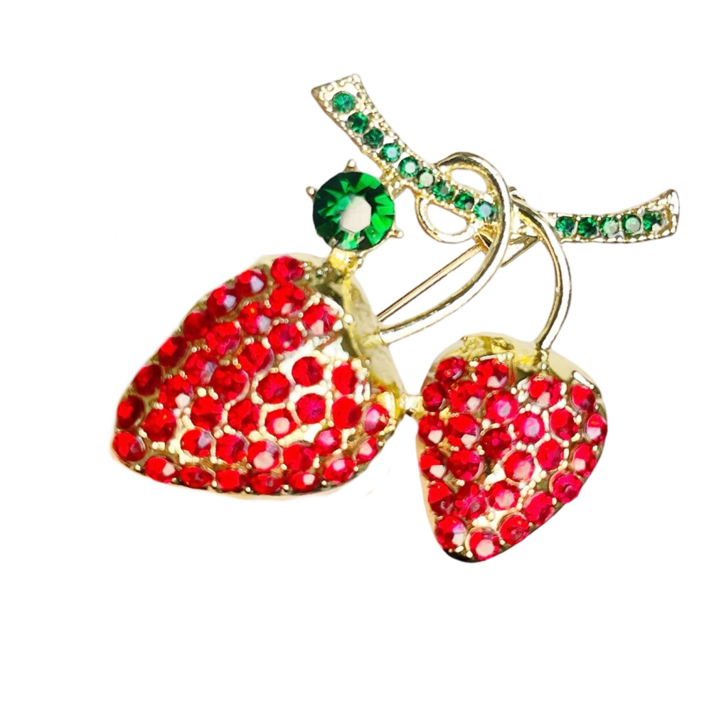 Stylish Strawberry Shaped Pin Alloy Jewelry For Daily Wear