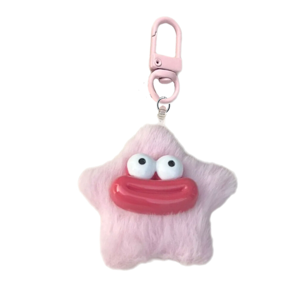 Cozy Winter Star Keychain Plush Soft Charm For Bags- Pink 7755000213051