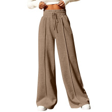 Damen-Jogginghose mit weitem Bein, hoher Taille,-Khaki S