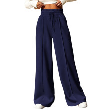 Damen-Jogginghose mit weitem Bein, hoher Taille,-Dunkelblau L