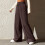 Damen-Jogginghose mit weitem Bein, hoher Taille,-Grau L 3