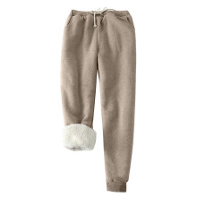 Jogginghose für Damen, mit Fleece gefüttert,-Khaki XL