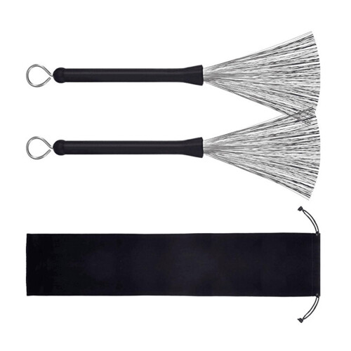 Drum Stick Brush 1 Pair Solid Steel Wire Cable Wire Brush Accessory For Beginners Comfortable Handle