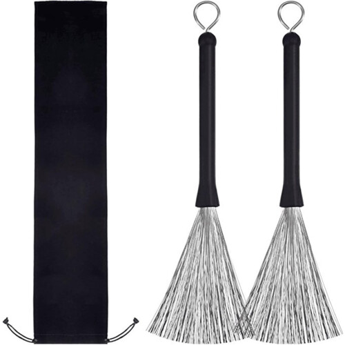Drum Stick Brush 1 Pair Solid Steel Wire Cable Wire Brush Accessory For Beginners Comfortable Handle 2