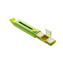 Portable 3 Grids Pills Box Slide Mechanism-sprout green