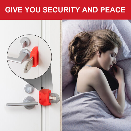 Quick Install Door Security Lock Compact Metal Construction-Red 2