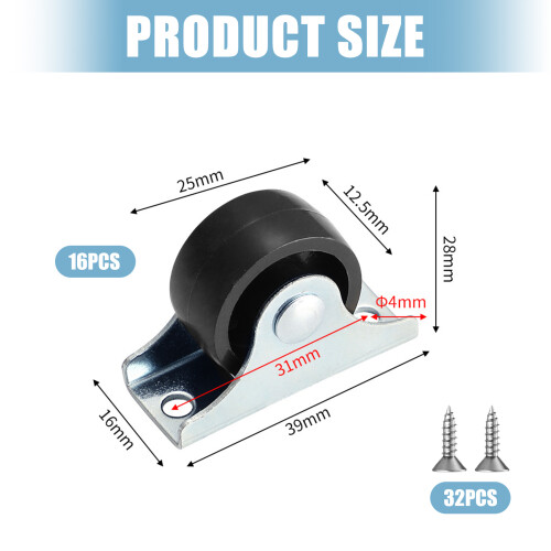TPE Rubber Quiet Rotate Casters Base Smooth-0.5 inches 1