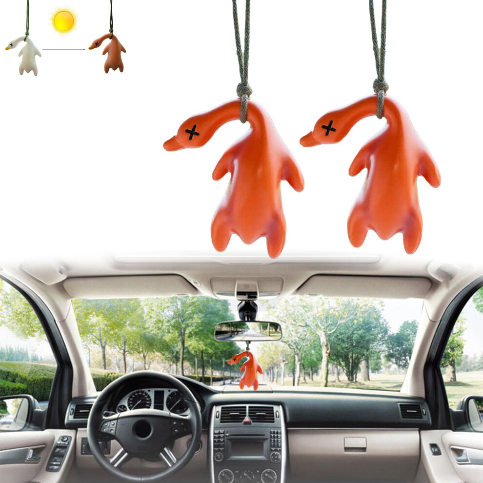 Color Changing Duck Vehicle Charm Uv Color Changing Car Duck Pendant 2Pc Roast Duck Car Ornament Uv Temperature Reminder Light 9339159000526