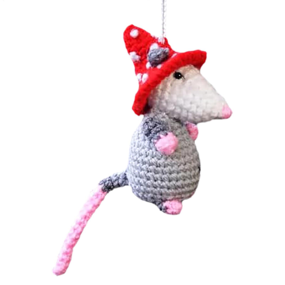 Knitted Opossum Car Charm, Plush Rearview Mirror Ornament, Hangable Car Decoration, Home And Bathroom Decor 9354506693008
