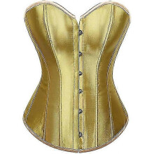 (Black, M) Womens Satin Corset Sexy Bustier Gothic Lace Up Boned Corset Top Shapewear Classic Clubwear