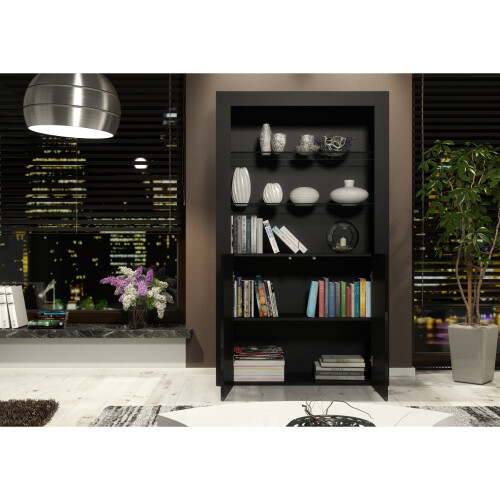 Creative Furniture Spectrum Display Cabinet 170cm - Black with Gloss Doors 2