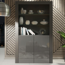 Spectrum Display Cabinet 170cm - Dark Grey with Gloss Doors