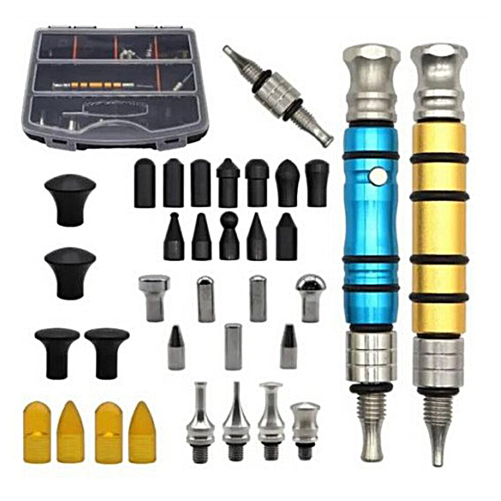 Tap Down Pen 34-Piece Set With Interchangeable Head Tips For Car Sheet Metal Dent Repair Auto Dent Removal Tool Leveling 9339159000953