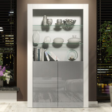 Spectrum Display Cabinet 170cm - White & Grey Gloss Doors