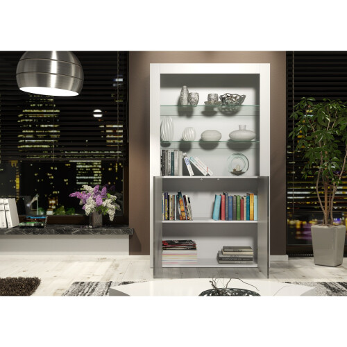 Creative Furniture Spectrum Display Cabinet 170cm - White & Grey Gloss Doors 2