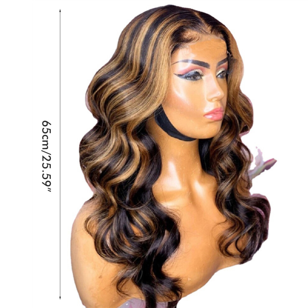 Unisex Black,Brown Natural Looking Black To Brown Wavy Synthetic Wig With Headgear